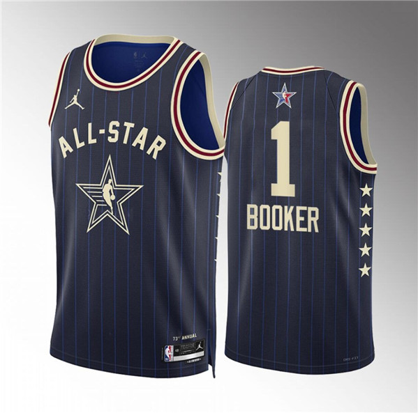 Men's 2024 All-Star #1 Devin Booker Navy Stitched Basketball Jersey