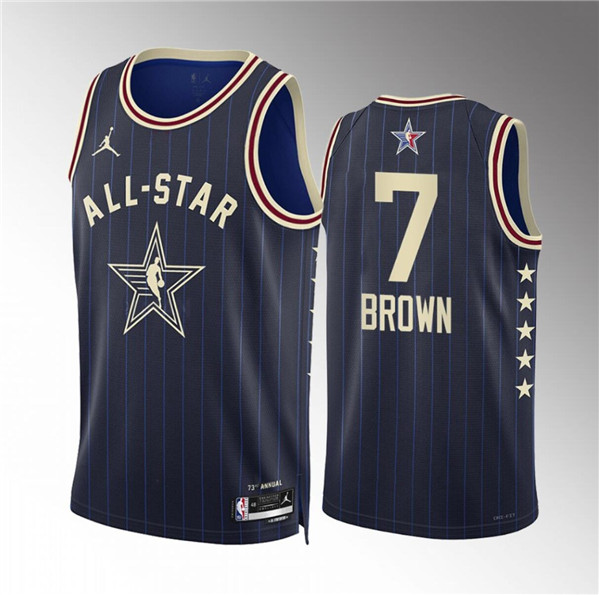 Men's 2024 All-Star #7 Jaylen Brown Navy Stitched Basketball Jersey