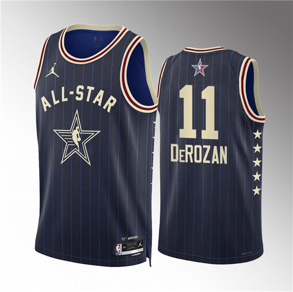 Men's 2024 All-Star #11 DeMar DeRozan Navy Stitched Basketball Jersey