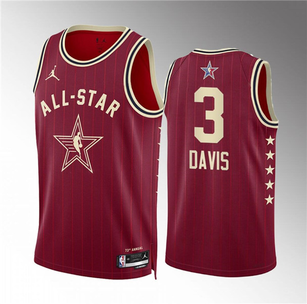 Men's 2024 All-Star #3 Anthony Davis Crimson Stitched Basketball Jersey