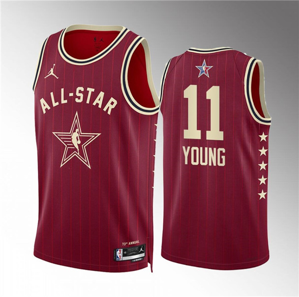 Men's 2024 All-Star #11 Trae Young Crimson Stitched Basketball Jersey
