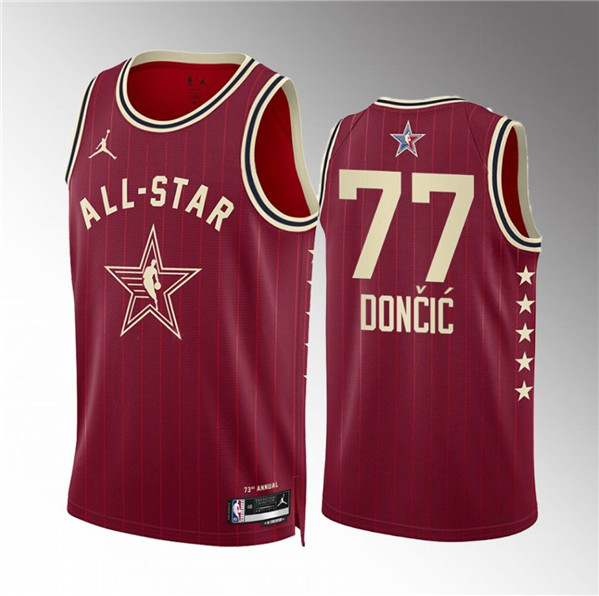 Men's 2024 All-Star #77 Luka Dončić Crimson Stitched Basketball Jersey