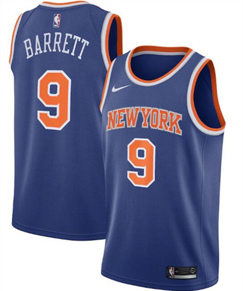 New Yok Knicks Blue #9 R.J. Barrett Icon Edition Stitched Swingman NBA Jersey