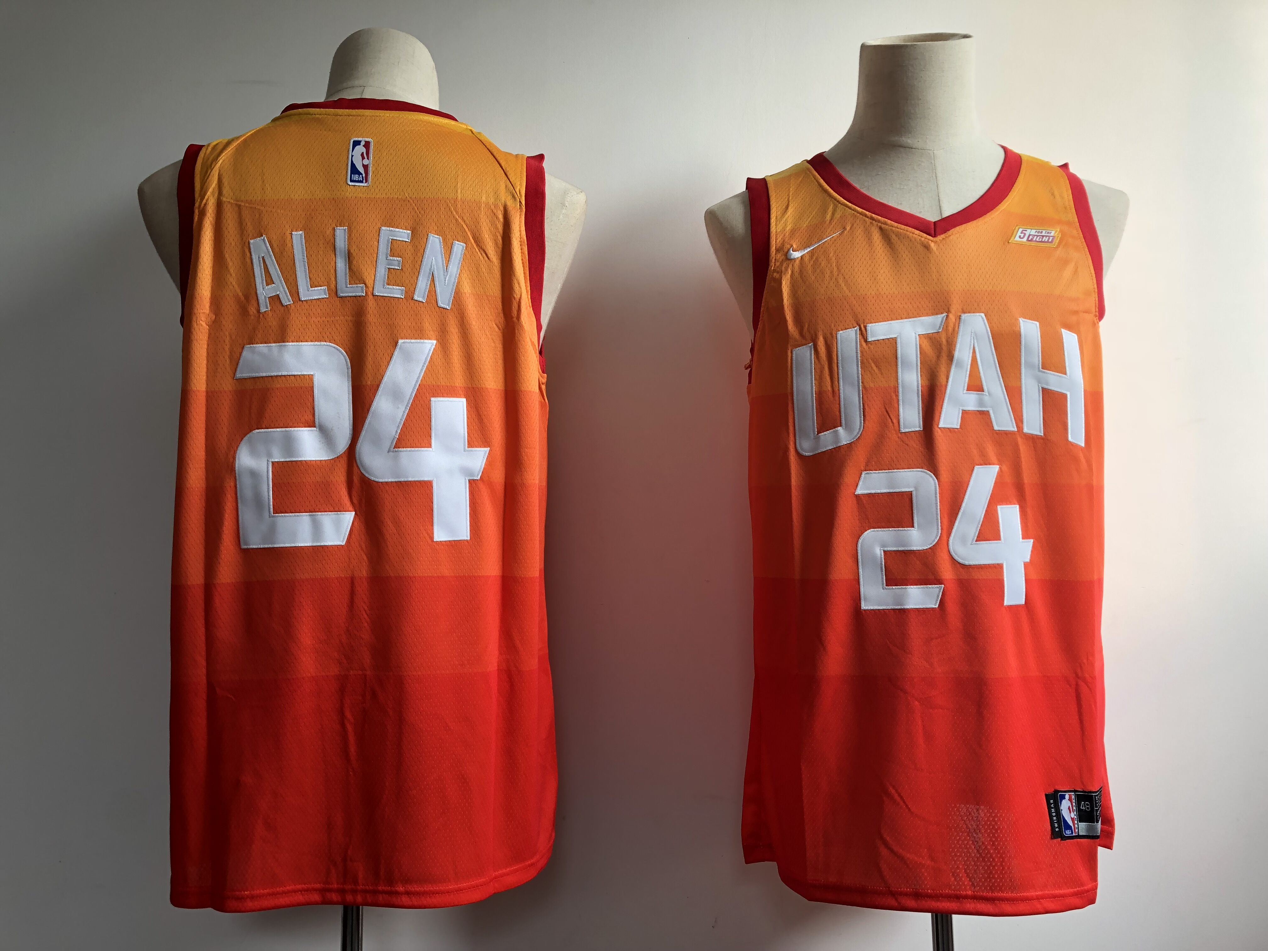 Men's Utah Jazz #24 Grayson Allen Orange City Edition Swingman Stitched NBA Jersey