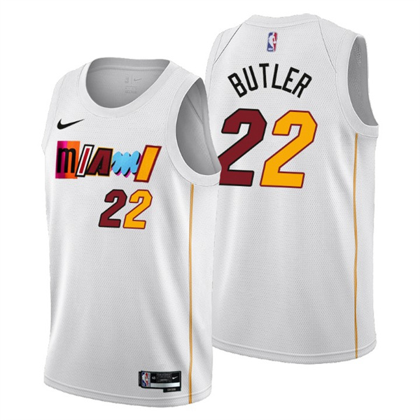 Men's Miami Heat #22 Jimmy Butler 2022/23 White City Edition Stitched Jersey