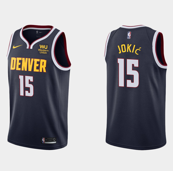 Men's Denver Nuggets Navy #15 Nikola Jokic Icon Edition Stitched NBA Jersey