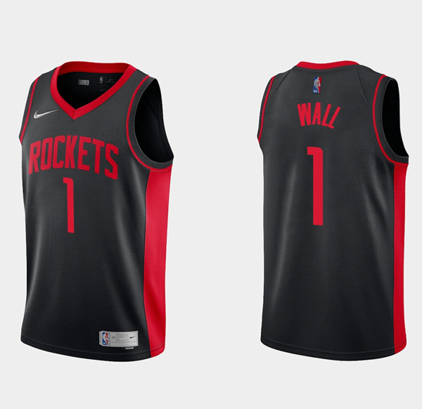 Men's Houston Rockets #1 John Wall Black Stitched NBA Jersey