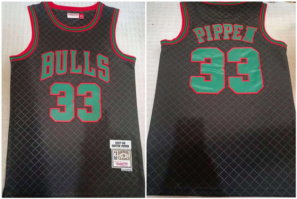 Men's Chicago Bulls #33 Scottie Pippen Black 1997-98 Finals Throwback Stitched Basketball Jersey