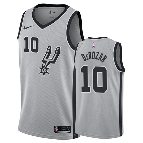 Men's San Antonio Spurs #10 DeMar DeRozan Gray Swingman Stitched NBA Jersey
