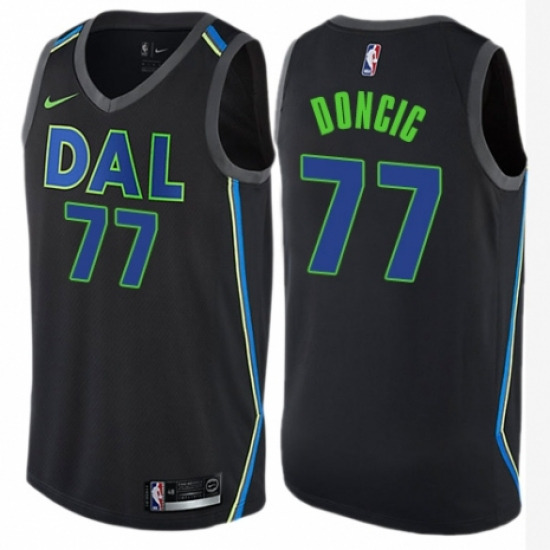 Men's Dallas Mavericks #77 Luka Doncic Black City Edition Stitched NBA Jersey