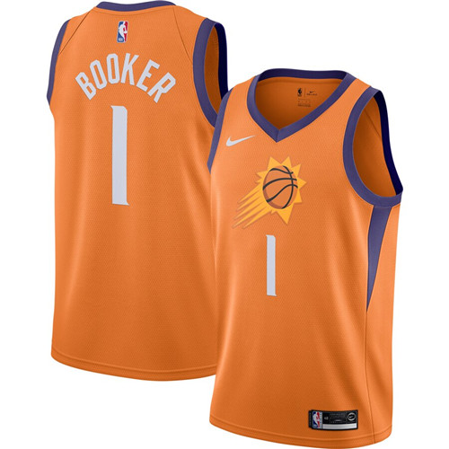 Men's Phoenix Suns #1 Devin Booker Orange Stitched NBA Jersey