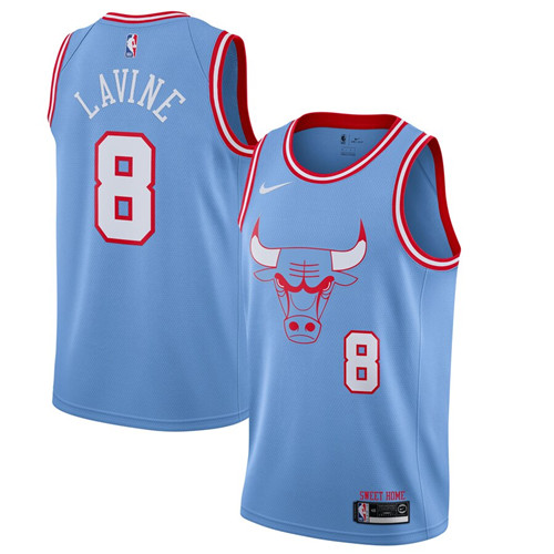 Men's Chicago Bulls #8 Zach LaVine Blue 2019 City Edition Stitched NBA Jersey