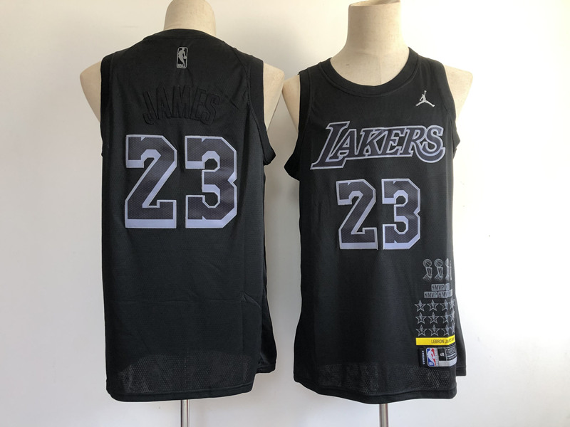 Men's Los Angeles Lakers #23 LeBron James Black Stitched NBA Jersey