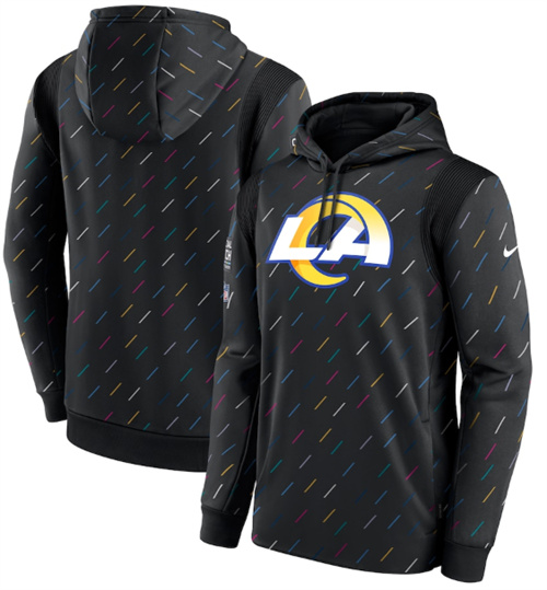 Men's Los Angeles Rams 2021 Charcoal Crucial Catch Therma Pullover Hoodie
