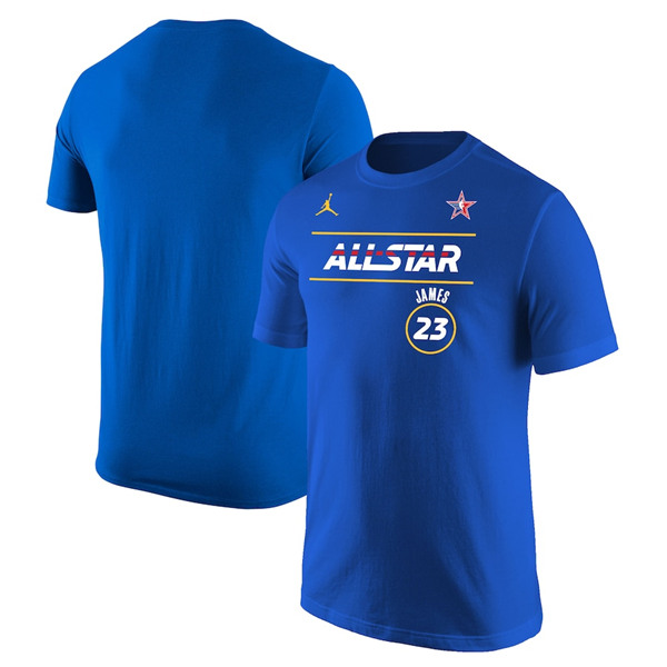 Men's 2021 All-Star #23 LeBron James Blue Royal T-Shirt