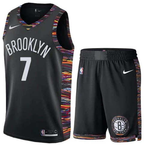 Men's Brooklyn Nets #7 Kevin Durant Black 2019 Stitched NBA Jersey(With Shorts)