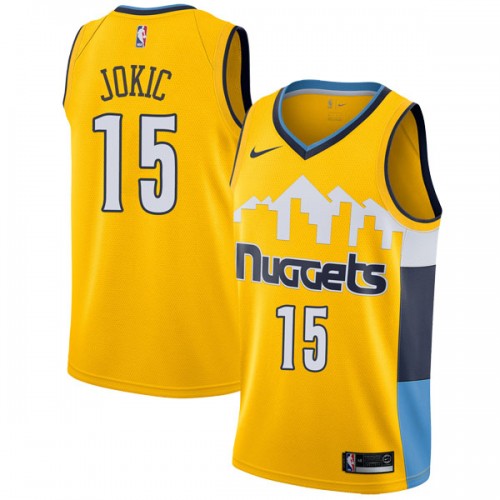 Men's Denver Nuggets #15 Nikola Jokic Yellow Swingman Stitched NBA Jersey