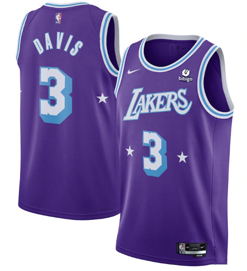 Men's Los Angeles Lakers #3 Anthony Davis "Bibigo" Purple City Edition Stitched Jersey
