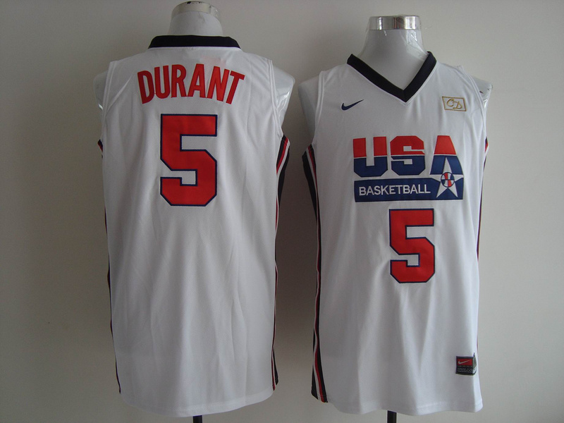 Men's Nike USA 1992 Dream Team #5 Kevin Durant Authentic White Stitched NBA Jersey