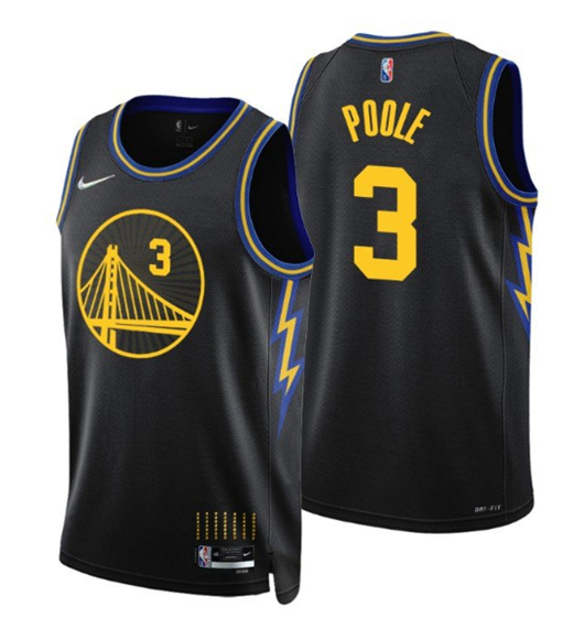 Men's Golden State Warriors #3 Jordan Poole 75th Anniversary Black Stitched Basketball Jersey