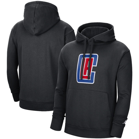 Men's Los Angeles Clippers 2021 Black City Edition Essential Logo Fleece Pullover Hoodie