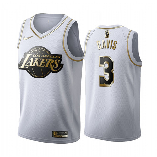Men's Los Angeles Lakers #3 Anthony Davis White 2019 Golden Edition Stitched NBA Jersey