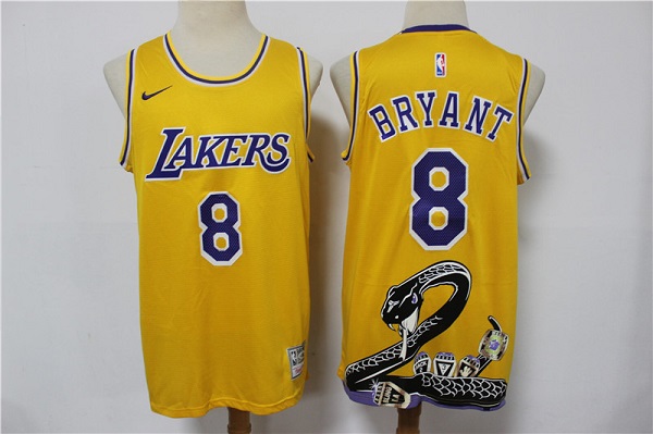 Men's Los Angeles Lakers #8 Kobe Bryant Yellow Stitched NBA Jersey