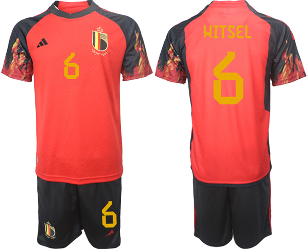 Men's Belgium #6 Witsel Red 2022 FIFA World Cup Home Soccer Jersey Suit