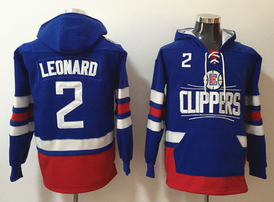 Men's Los Angeles Clippers #2 Kawhi Leonard Black Lace-Up Pullover Hoodie