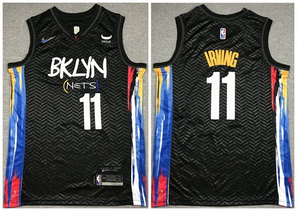 Men's Brooklyn Nets #11 Kyrie Irving Black City Edition Stitched Jersey