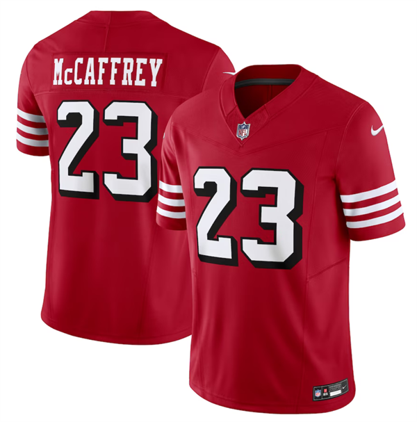 Men's San Francisco 49ers #23 Christian McCaffrey New Red 2023 F.U.S.E ...