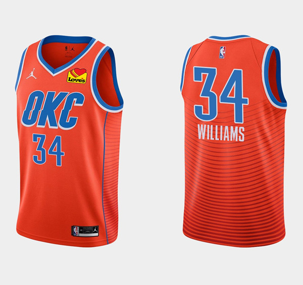 Men's Oklahoma City Thunder #34 Kenrich Williams Stitched NBA Jersey
