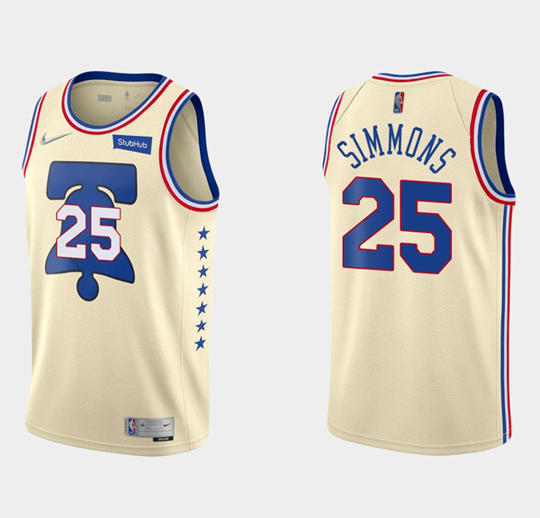 Men's Philadelphia 76ers #25 Ben Simmons Earned Edition Stitched NBA Jersey