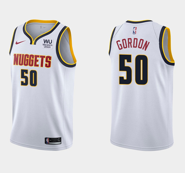 Men's Denver Nuggets #50 Aaron Gordon White Stitched NBA Jersey