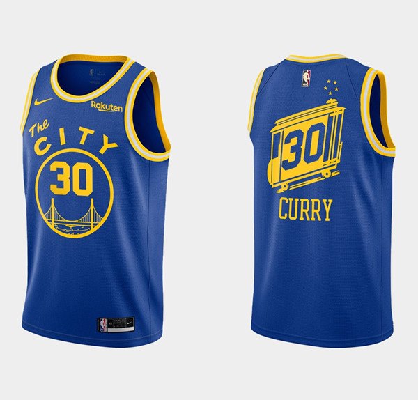 Men's Golden State Warriors #30 Stephen Curry 2020-21 Hardwood Classics Blue Stitched NBA Jersey