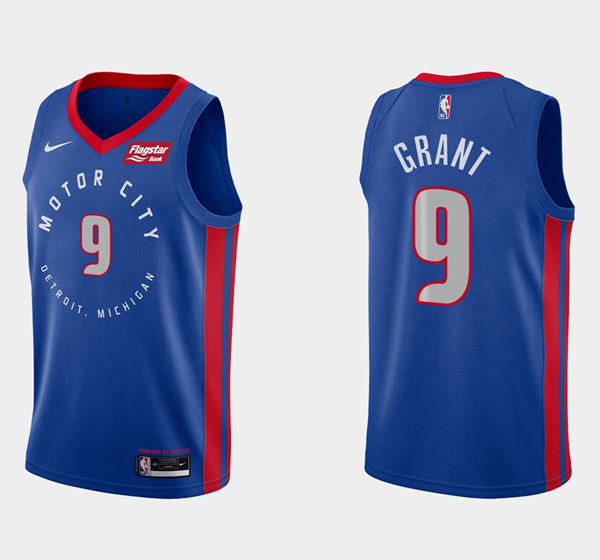 Men's Detroit Pistons #9 Jerami Grant Blue 2020-21 Stitched NBA Jersey