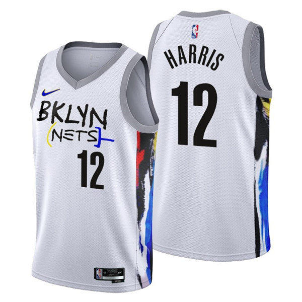 Men's Brooklyn Nets #12 Joe Harris 2022/23 White City Edition Stitched Basketball Jersey