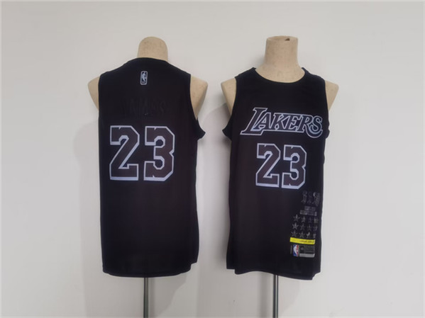 Men's Los Angeles Lakers #23 LeBron James Black Stitched Basketball Jersey