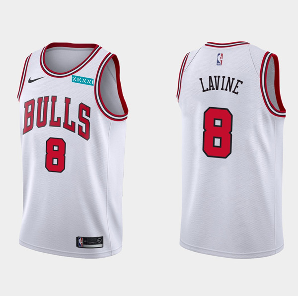 Men's Chicago Bulls #8 Zach LaVine White Stitched NBA Jersey