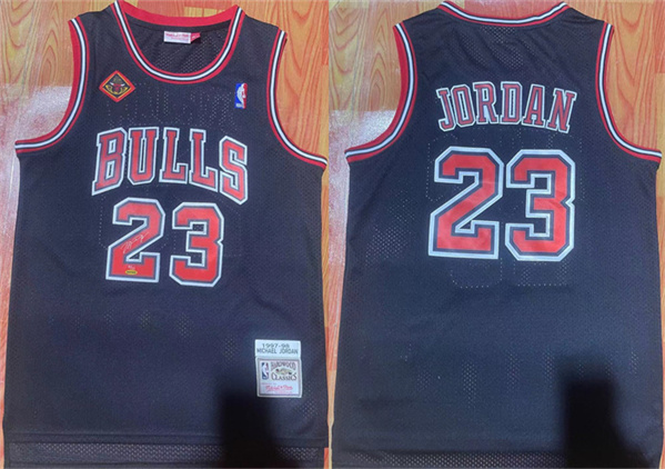 Men's Chicago Bulls #23 Michael Jordan Black 1997-98 Stitched Jersey