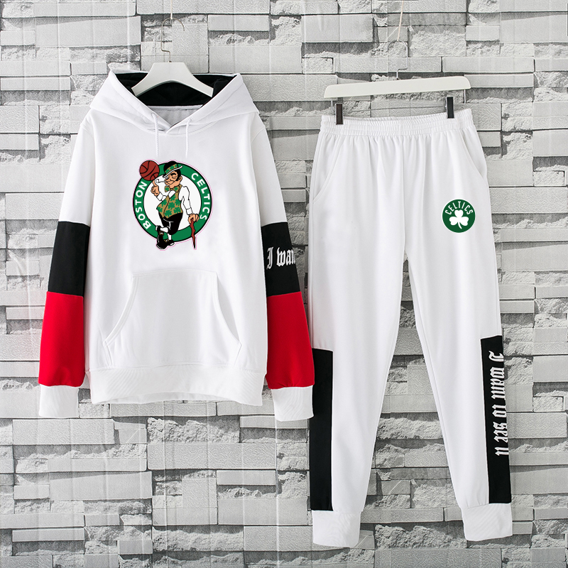 Men's Boston Celtics Gold 2019 White Tracksuits Hoodie Suit