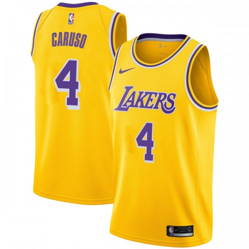 Men's Los Angeles Lakers #4 Alex Caruso Yellow Stitched NBA Jersey