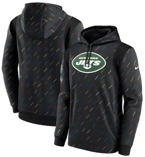 Men's New York Jets 2021 Charcoal Crucial Catch Therma Pullover Hoodie
