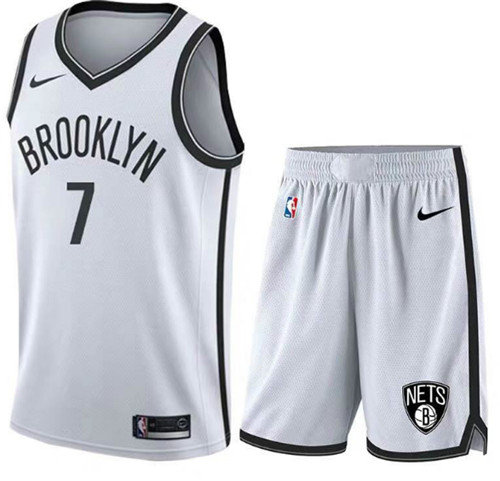 Men's Brooklyn Nets #7 Kevin Durant White 2019 Stitched NBA Jersey(With Shorts)