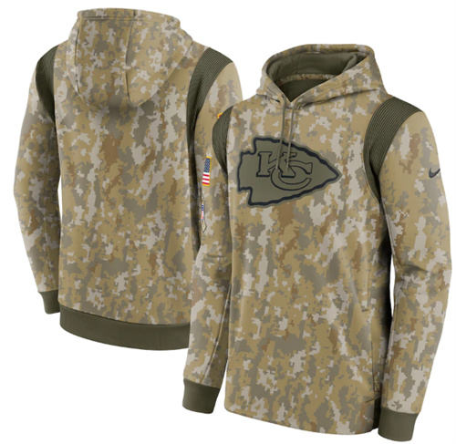 Men's Kansas City Chiefs Camo 2021 Salute To Service Therma Performance Pullover Hoodie