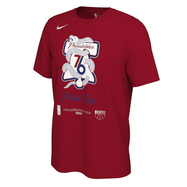 Men's Philadelphia 76ers 2021 Red Playoff Bound Mantra T-Shirt