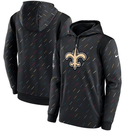 Men's New Orleans Saints 2021 Charcoal Crucial Catch Therma Pullover Hoodie