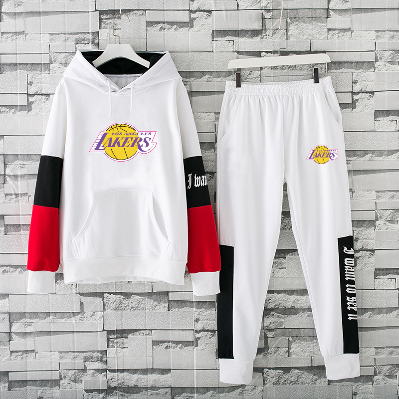Men's Los Angeles Lakers 2019 White Tracksuits Hoodie Suit