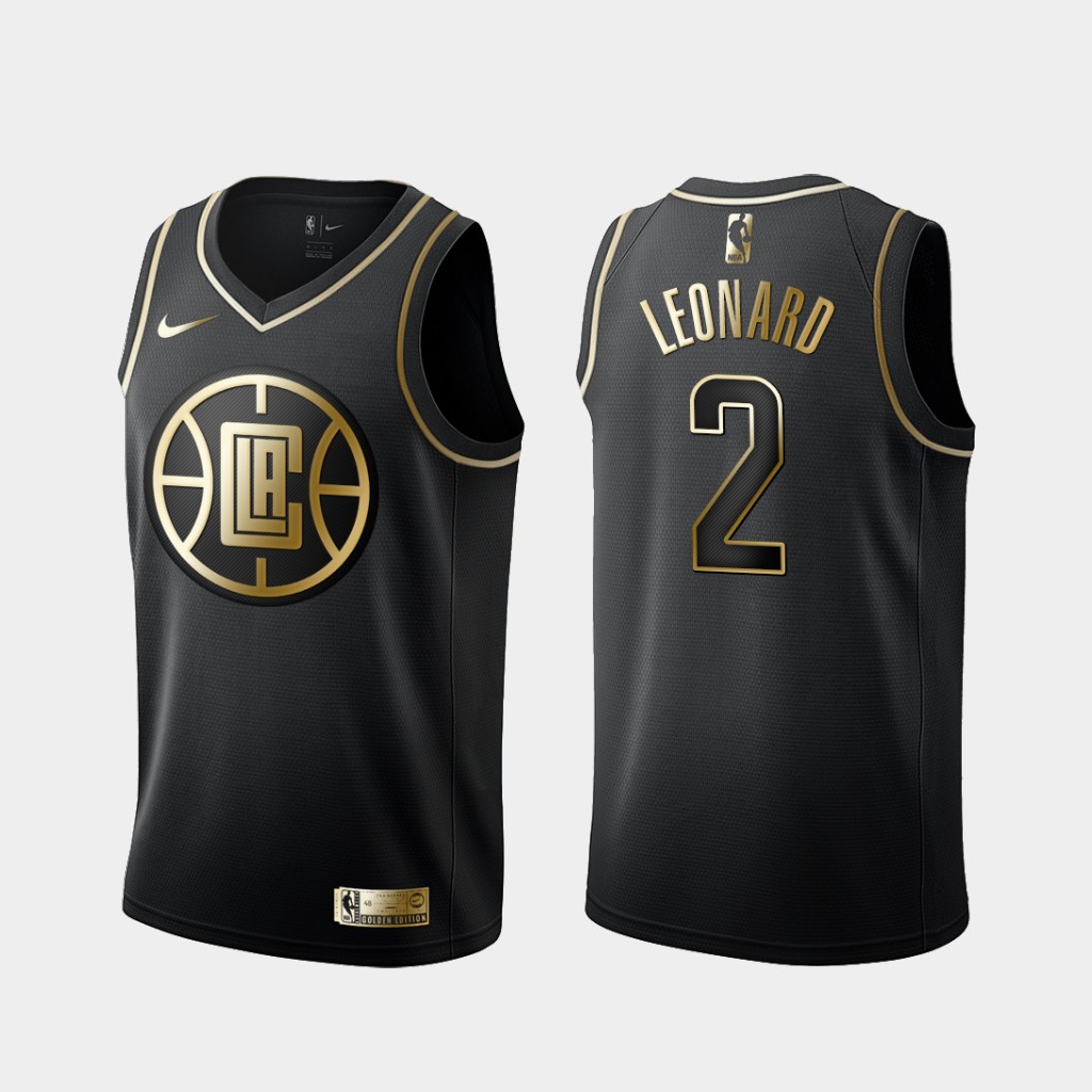 Men's Los Angeles Clippers #2 Kawhi Leonard Black 2019 Golden Edition Stitched NBA Jersey