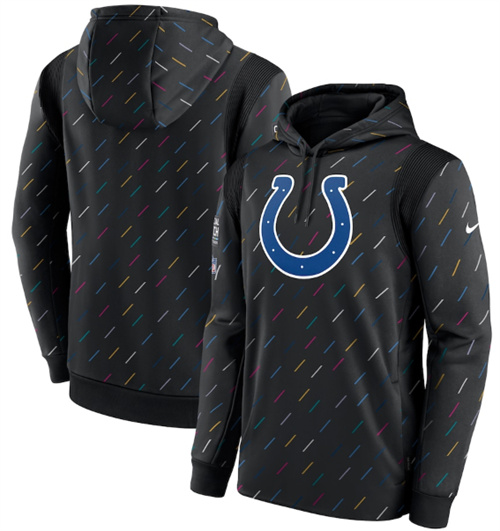 Men's Indianapolis Colts 2021 Charcoal Crucial Catch Therma Pullover Hoodie